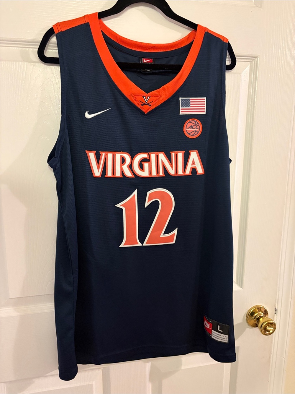 Nike University of Virginia Navy and Orange Basketball Jersey #12